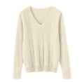 thumbnail image 7 of FDGIU Women's V Neck Cable Knit Sweater, Rib Hem Long Sleeve Loose Fit Pullover Tops Casual Knit Blouses, 7 of 7