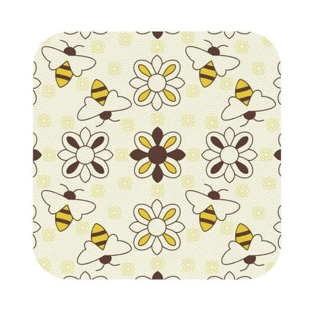 

Cauagu Sweet Bee for Round Coaster Drink Coasters Set of 4 Leather Bar Beer Beverage Cup Mat for Drinks for Tabletop Protection & Coffee Table Decor