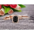 thumbnail image 4 of Milgrain 2.75 Carat 7x5mm Emerald Cut Black Diamond Moissanite Wedding Set Engagement Ring 10k Rose Gold Art Deco Two Matching Band Anniversary Gift Glaring Staggering Ring, 4 of 5