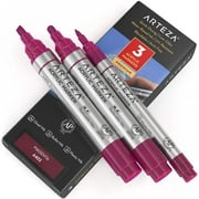 Arteza Acrylic Markers (A404 Magenta), 2 Big Barrel (chisel+bullet nib) + 1 Small Barrel, Single Color - 3 Pack