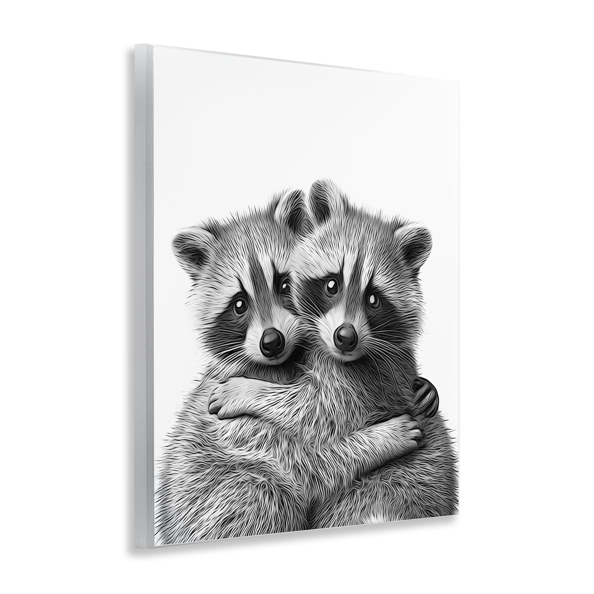 Stupell Industries Two Hugging Raccoons Animals & Insects Painting Unframed Art Print Wall Art, 11 x 14