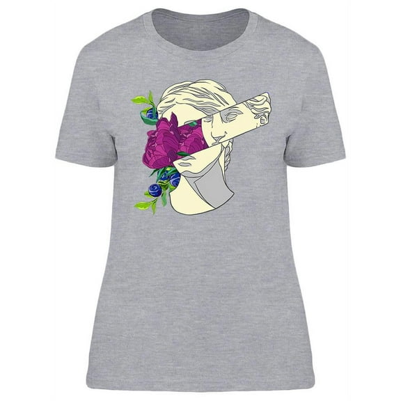 Head With Peonies And Blueberry T-Shirt Women -Image by Shutterstock, Female XX-Large