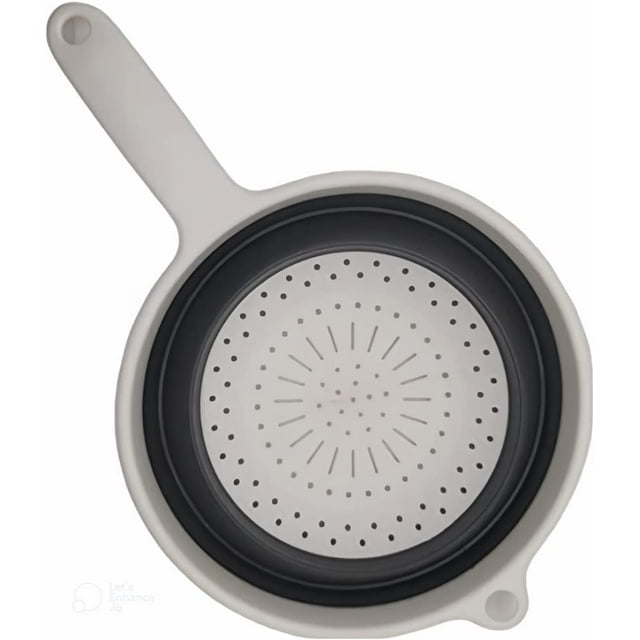 Handy Housewares Colador de cocina de silicona plegable, redondo, de 8 pulgadas, para ahorrar espacio, con asa, color blanco (1 paquete)