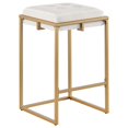 Beige And Gold Square Counter Height Stools Set Of 2 Solid Beige Gold