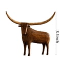 thumbnail image 2 of Vintage Longhorn Bull Sculpture, Rustic Western Cow Statue for Farmhouse Home Decor, Decorative Wood Figurine for Shelf, Mantel & Tabletop, 2 of 7