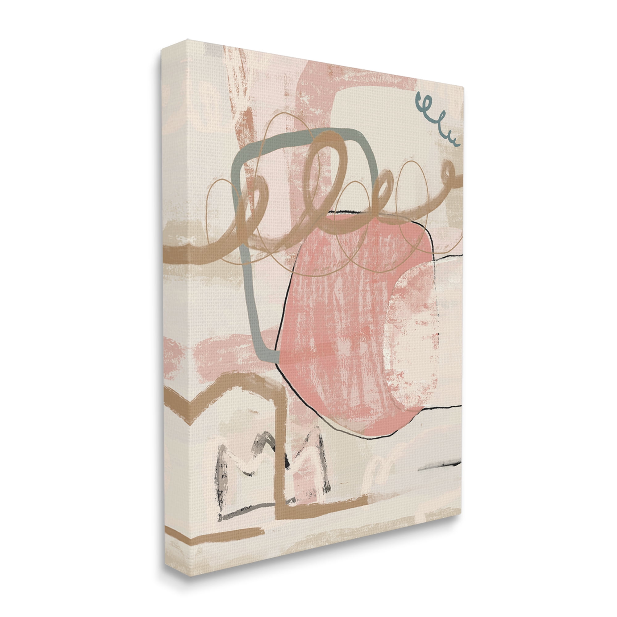 Stupell Industries Pink Squiggle Abstraction Abstract Painting Gallery Wrapped Canvas Art Print Wall Art, 36 x 48