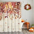 thumbnail image 2 of Fall Brown Eucalyptus Leaves Shower Curtains for Bathroom, Fallen Leaves Flower Vintage Beige Letter Waterproof Fabric Shower Curtain for Bathroom Bathtub Decoration, Machine Washable, 36"x72", 2 of 9