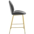thumbnail image 2 of Gold Stainless Steel Leg Performance Velvet Counter Stool, Gray, 2 of 6