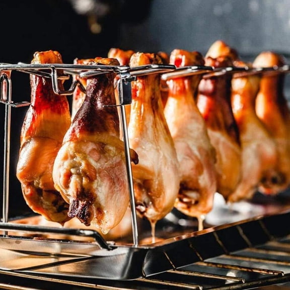 NOVELAR Removable Tray Chicken Leg Grill Stand, Fits All Charcoal and Gas Grills, Makes Cleaning Easy After Cooking