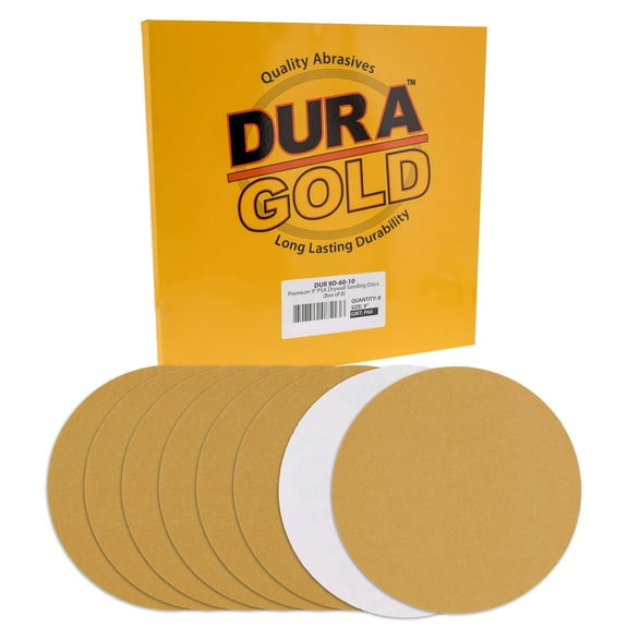 Dura-Gold Premium 9" Drywall Sanding Discs - 60 Grit (Box of 8) - Sandpaper Discs with PSA Self Adhesive Stickyback, High-Performance Fast Cutting Aluminum Oxide Abrasive - For Drywall Power Sander