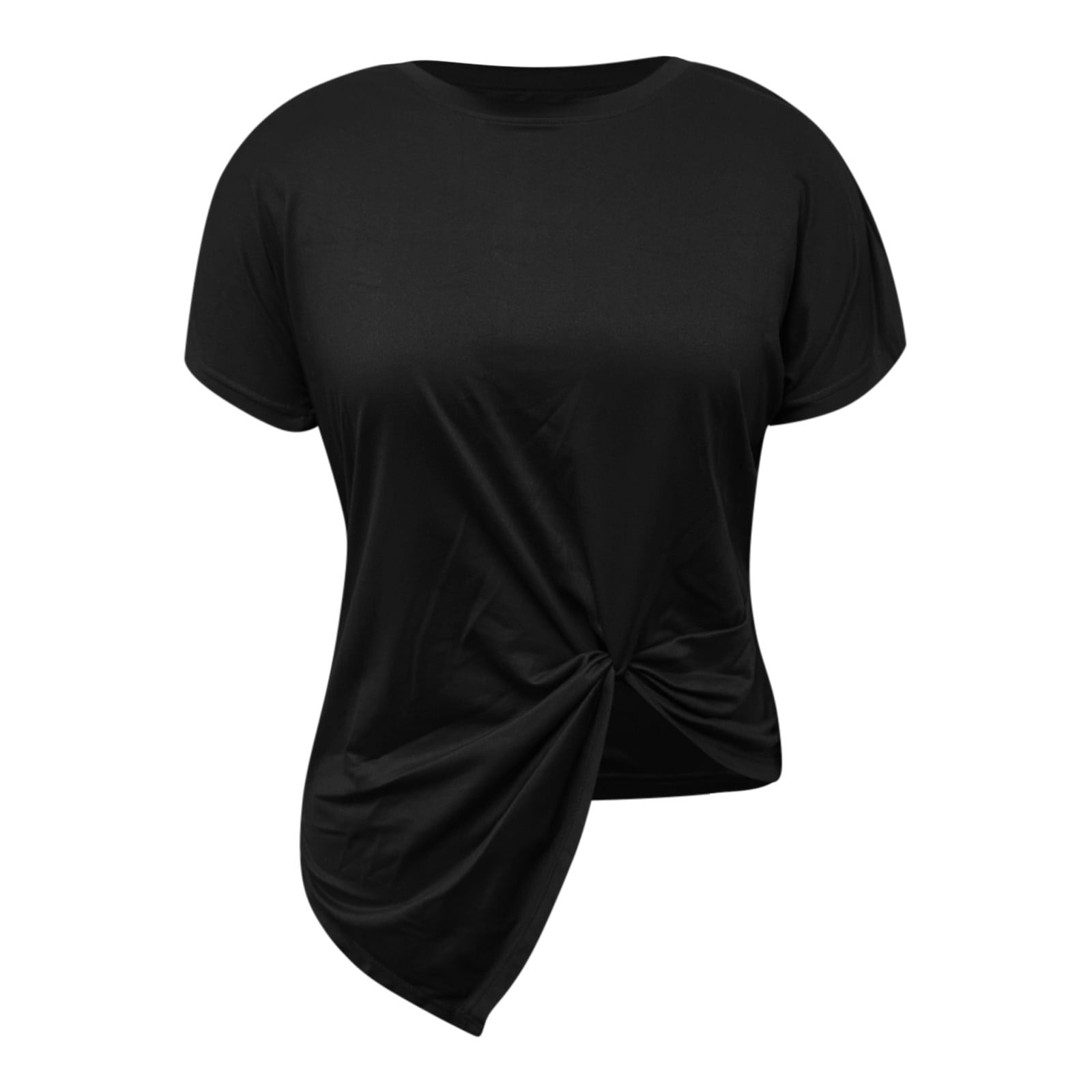 CAICJ98 Crop Tops Women's Casual Short Sleeve Angel Print Rib Knit 