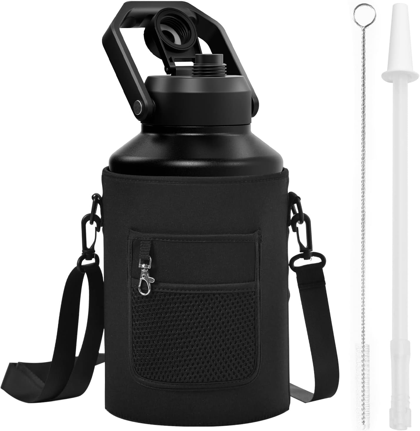 1 Gallon Water Bottle Insulated with Straw,128oz Large Water Jug with Ergonomic Handle, Carry