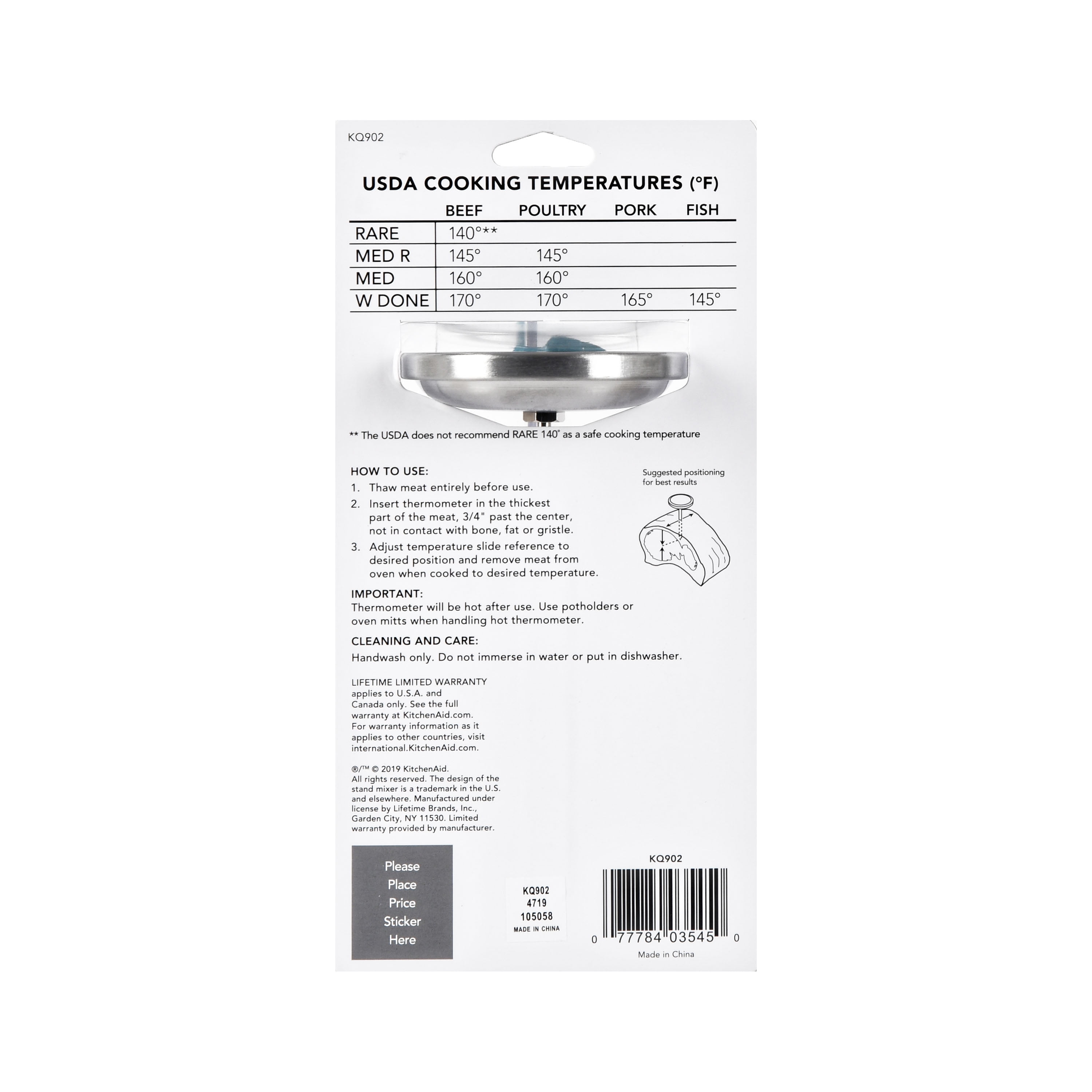KitchenAid Leave-in Meat Analog Thermometer with Easy to Read 3-inch Dial