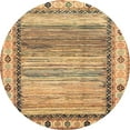 thumbnail image 1 of Ahgly Company Machine Washable Indoor Round Abstract Light Brown Area Rugs, 4' Round, 1 of 7