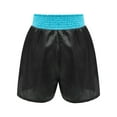 thumbnail image 5 of Hansber Kids Boys Sequin Applique Shiny Letter Printed Boxer Kickboxing Training Shorts Side Split Satin Hot Pants Black&Light Blue 10, 5 of 6