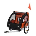 thumbnail image 2 of Aosom 2-Seat Child Bike Trailer for Kids with a Strong Steel Frame, 5-Point Safety Harnesses, & Comfortable Seat, Orange, 2 of 9