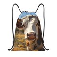 thumbnail image 1 of Saiise Countryside Flower Cow Pattern Sports Drawstring Backpack - String Swim Gym Bag with Wet Proof Pocket for Women&Men-Small, 1 of 6