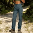thumbnail image 6 of Besolor Womens Cargo Pants Straight Leg High Waisted Casual Loose Outdoor Hiking Work Trousers with Multi-pockets, 6 of 6