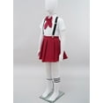thumbnail image 4 of TiaoBug Kids Girls Uniform Set Short / Long Sleeve Bow Tie Blouse with A-Line Mini Pleated School Type B Burgundy 120, 4 of 7