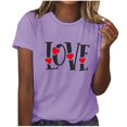 thumbnail image 2 of Liquidation d'Été Iumwxz T-Shirt Décontracté Coupe Classique Hauts Basiques Hauts d'Été pour Femmes T-Shirt Graphique Amour Manches Courtes Col Rond T-Shirts pour Femmes Obtenez-le Aujourd'hui Fête, 2 of 4