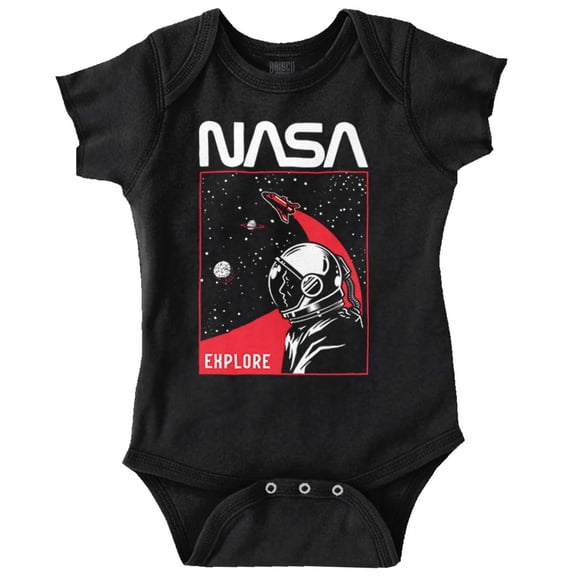NASA Worm Logo Outer Space Astronaut Romper Boys or Girls Infant Baby Brisco Brands 12M