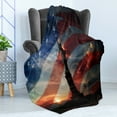 thumbnail image 4 of American Soft Flannel Fleece Blanket, Statue of Liberty National Monument Liberty Island Sunrise with American Flag Scenery, Cozy Plush for Indoor and Outdoor Use, 50" x 70", Black, by Ambesonne, 4 of 5