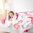 thumbnail image 4 of Homewish Pink Flamingo 3 Pieces Queen Comforter Set For Kids Teens,Kawaii Animal Ultra Soft Bedding Sets,Cartoon Wildlife Bedding Comforter Set,Lightweight Room Decor,Reversible, 4 of 8