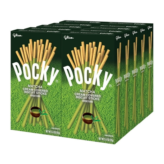 Pocky Matcha Green Tea Cream Biscuit Sticks, 10 Pack, 70g