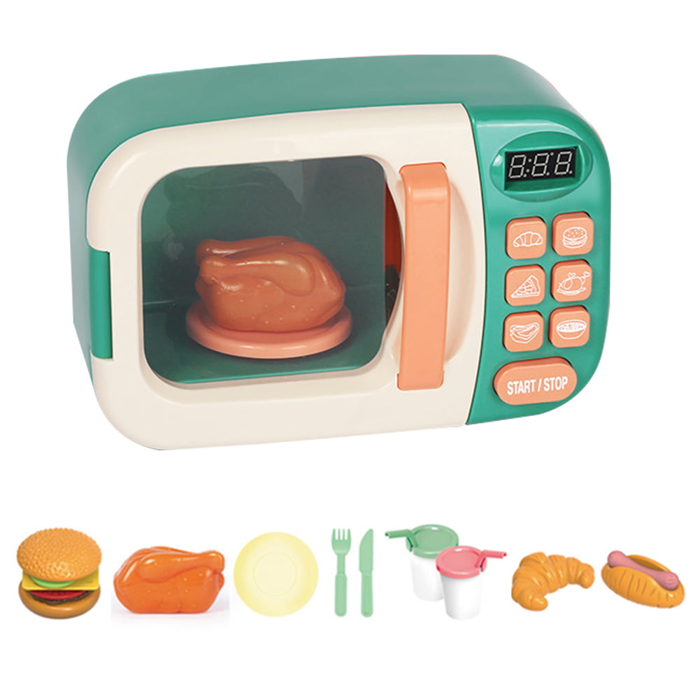 Boley Microwave Kitchen Play Set Kids Children With 10 Pcs Fake Food Included 