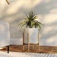 thumbnail image 2 of Aspire Home Accents 11.75” x 14.75” Cylindrical White and Gold Metal Honeycomb Plant Planter, 2 of 5