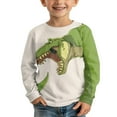 thumbnail image 3 of FUIALDOLG T-Rex Dinosaur Boy Long Sleeve Shirts 2 Pack Green Beige Round Neck Tops Casual Lightweight T-Shirts Trendy Pullover Tees for Kids 9-10 Years, 3 of 6