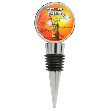 

Tequila Sunrise Drink Illustration on Orange Wine Stopper
