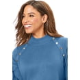 thumbnail image 2 of Jessica London Women's Plus Size Gold Button Mockneck Sweater, 2 of 5