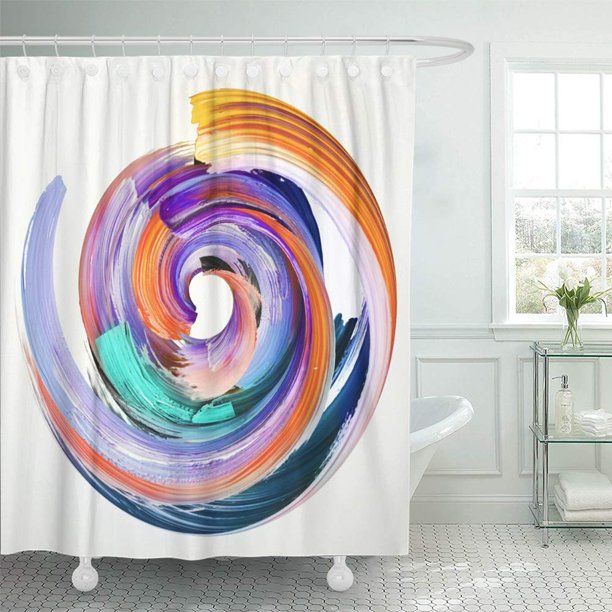 PKNMT 3D Render Abstract Round Brush Strokes Paint Splash Colorful