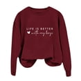 thumbnail image 1 of Bmisegm Femmes Drôle Maman Vie Chandails à Col Rond Manches Longues Chandail à Enfiler Hauts Décontractés Chandails pour Femmes Vin G, 1 of 3