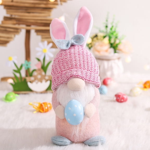 Darzheoy Easter Gnome Decor, LED Light Up Doll Pendant Hanging Ornament for Home Window Tabletop Dwarf Figurine Decoration