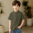 thumbnail image 2 of Zhanqunnn Boys Short Sleeve Shirt Button Up Dress Shirts Tees Pockets, Size 11-12 Years, 2 of 4