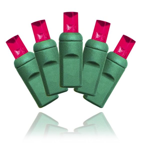 Queens of Christmas S-70MMBU-4G 70 Count Burgundy Decorative LED Light Set on Green Wire with 4 in. Spacing