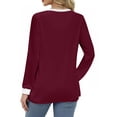 thumbnail image 5 of Fantaslook Women Blouses Color Block Long Sleeve Shirts Pleated Fall Tops Fashion Dressy Blouses, 5 of 10