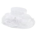 thumbnail image 2 of TANGNADE Sun Hats for Women Church Fascinator Wedding Tea Flower Wide Brim Sunshine Hat Summer Hats White, 2 of 5