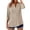 132#Camel, variant on Womens 3/4 Sleeve Button Down Shirts Summer Tops V Neck Casual Loose Fit Blouses Coffee S