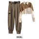 thumbnail image 3 of Guardurnaity Camisa de piezas para mujer, pantalones, conjunto de patrón de empalme, camisa chal, Retro, informal, ligero, portátil, ropa para conjuntos de ropa Albaricoque Caqui 5 Guardurnaity AP013495-05, 3 of 6