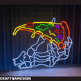 thumbnail image 2 of Craftnamesign Skull Hands Holding Pizza Neon Sign, Pizza Restaurant Wall Decor, 2 of 4