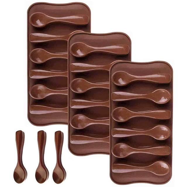 Small Silicone Spoon Chocolate Mold 6 Cavities Candy Making Molds DIY Specialty Bakeware, Brown,
