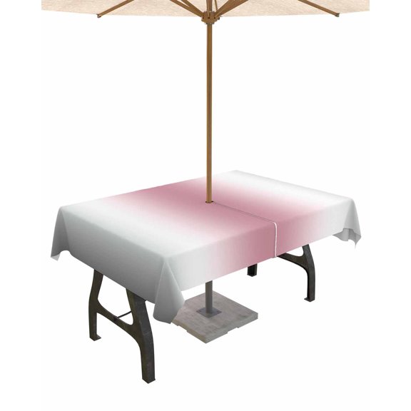 Fsddascl Gray Pink Outdoor Tablecloth - 60x102 Inch Rectangle Dining Table Cover, Modern Gradient Geometric Waterproof Outdoor Table Cloth with Umbrella Hole & Zipper for Picnic/Patio/Party
