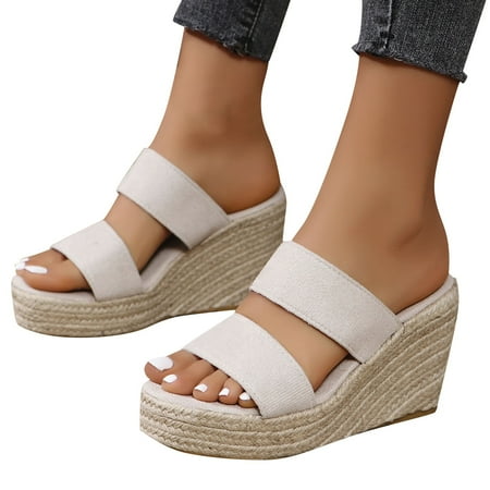 

Pyhlmscde Womens Sandals Summer Shoes Wedge Slippers Thick Soled High Heeled Sandals Open Toe Slip On Casual Slides Sandals
