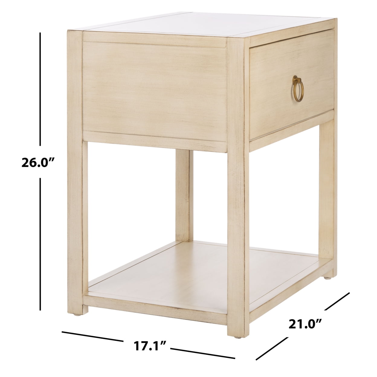 SAFAVIEH Yudi 1-Drawer 1 Shelf Nightstand Antique / White