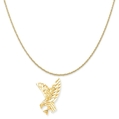 10k Eagle - 10k Yellow Gold Eagle Charm on a 14K Yellow Gold Rope Chain Necklace, 20