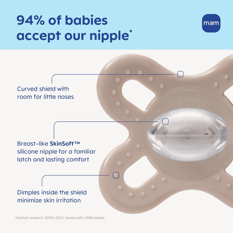 MAM Start Matte Newborn Pacifier 0-3 Months Girl 2 Pack with Self