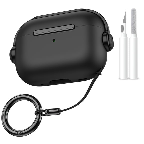 Allytechgroup Earbuds Case for Apple AirPods Pro 3rd Generation 2025, with Keychain & Cleaning Kit Shockproof Cute Design Anti-Scratch Lightweight Case Cover for AirPods Pro 3 for Men, Black